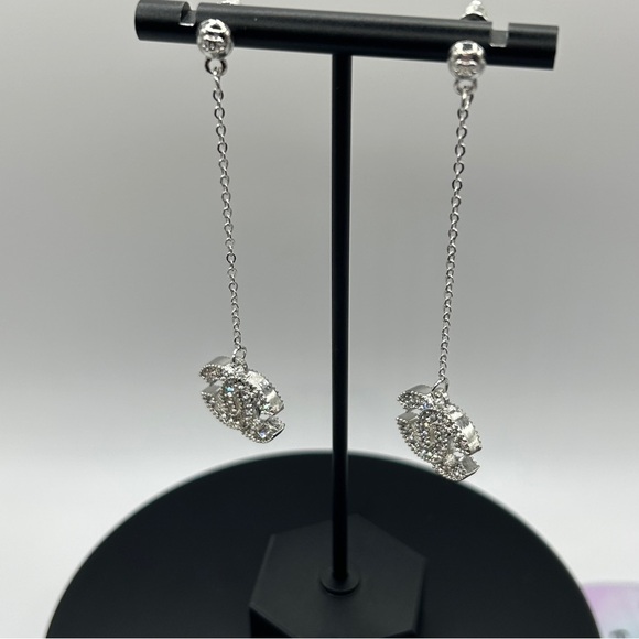 Silver & Rhinestone Drop Earrings - Picture 4 of 4